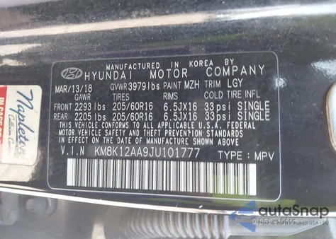 2018 Hyundai Kona Se z USA, uszkodzony, nr VIN KM8K12AA9JU101777